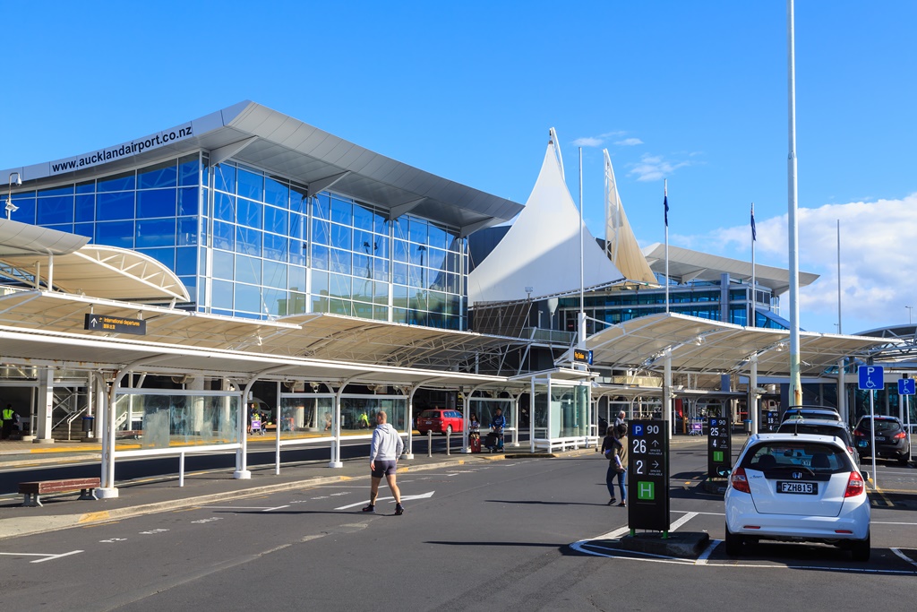 Auckland New Zealand May 25 2019 Auckland Airport the Largest and Busiest in NZ. Exterior View of the International Terminal