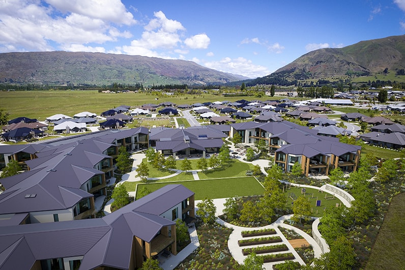 Apartment aerial view Apartments Gallery Aspiring Lifestyle Retirement Village Wanaka New Zealand min