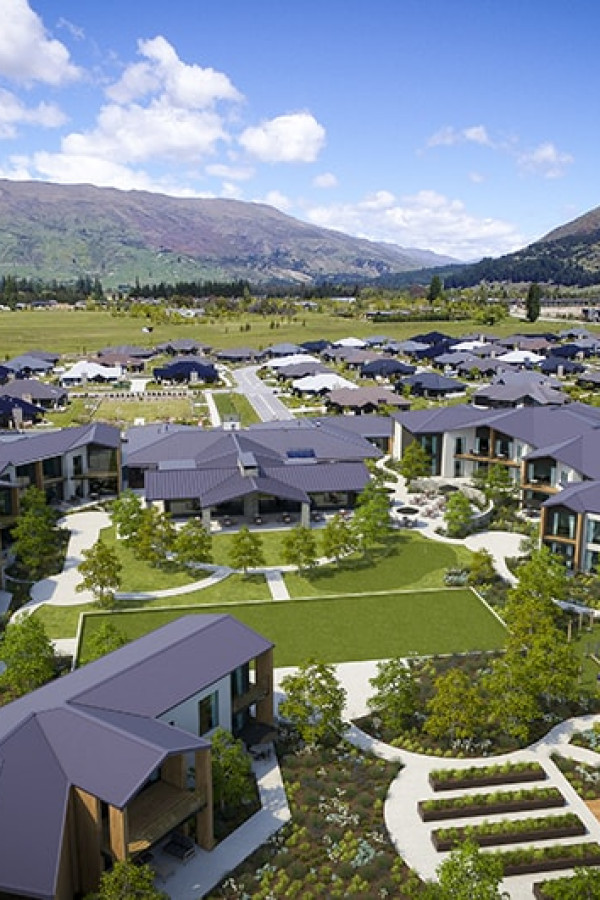 Apartment aerial view Apartments Gallery Aspiring Lifestyle Retirement Village Wanaka New Zealand min